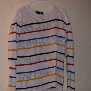 White colored stripped sweater